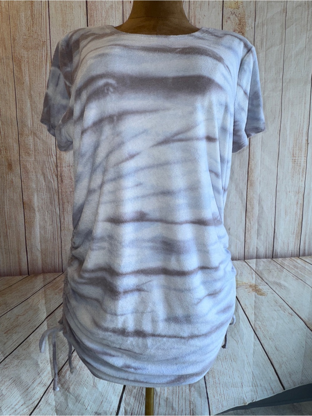PINK Victoria's Secret Blue & Gray Tie-Dye Side-Ruched Terry clothSwim Cover-Up - Picture 2 of 9